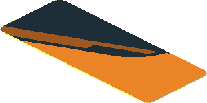 Sticker  0.8 x  1.9 with Black Triangle on Orange Background Left