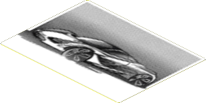 Sticker  2.8 x  3.8 with Car Design on Halftone Sheet on White Background