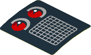 Sticker  1.4 x  1.8 with Grey Air Vent and Red Taillamp on Black Background Left (Formed)