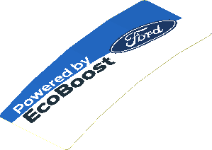 Sticker  1.8 x  4.0 with Ford Logos on Blue and White Background Right (Formed)