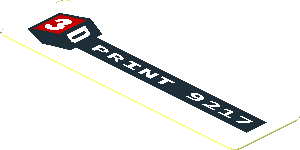 Sticker  0.8 x  2.8 with "3D Print 9217" in Black on White Background