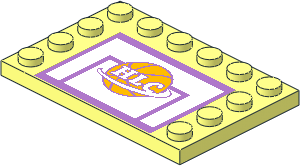 Plate  4 x  6 with 12 Studs on Three Edges with Basketball Backboard with Ball and "HLC" Sticker