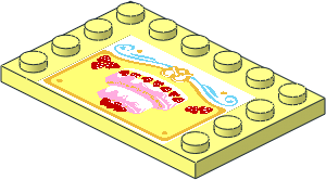 Plate  4 x  6 with 12 Studs on Three Edges with Cake with Strawberries Sticker