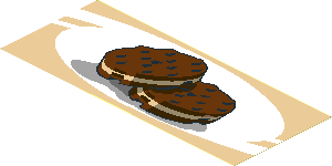 Sticker  6.3 x  2.7 with Biscuits and White Oval on Tan Background