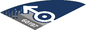 Sticker  4.9 x  7.2 Quarter Ellipse with Large White Train Logo on Light Bluish Grey and Dark Blue Background and White "60197" on Dark Bluish Grey (Left)
