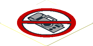 Sticker  1.7 x  1.7 with Camera Prohibited Sign on White Background