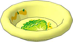 Minifig Dinner Plate with Green and Lime Lettuce Leaf and Yellow Splotches Pattern