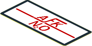 Sticker  0.8 x  1.9 with Rounded Corners and Red Nitrous Oxide Injection Label "AFK N2O" on White Background