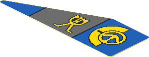 Sticker  0.8 x  2.6 Triangular with Blue and Dark Bluish Grey Panels and Yellow Markings Left