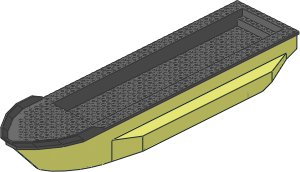 Boat Hull Floating 51 x 12 with Side Bulges with Dark Bluish Grey Deck Pattern