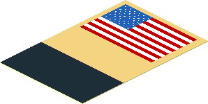 Sticker  2.9 x  1.9 with United States of America Flag, Black and Chrome Gold Rectangles
