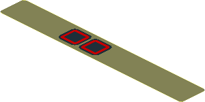 Sticker  0.8 x  5.8 with 2 Black Rectangles with Red and Black Border on Olive Green