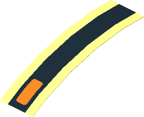 Sticker  0.8 x  2.9 with Orange Indicator Lamp on Black Stripe (Formed)