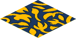 Sticker  1.8 x  1.8 with Bright Light Orange Flower Patterns on Dark Blue Background