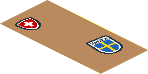 Sticker  1.8 x  3.8 with Switzerland and Sweden Stickers on Medium Nougat