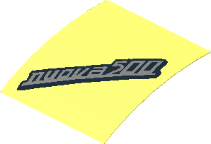 Sticker  1.9 x  1.8 with "nuova 500" Emblem on Bright Light Yellow (Formed)
