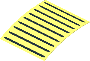 Sticker  1.9 x  1.8 with 9 Air Outlet Gills on Bright Light Yellow (Formed)