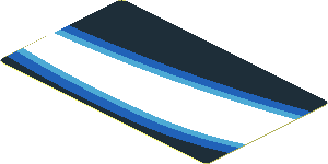 Sticker  1.8 x  3 with White Trapezoid and Light blue Stripes on Black Background Left