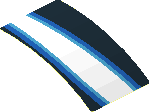 Sticker  1.8 x  3 White Trapezoid and Light blue Stripes on Black Background Left (Formed)