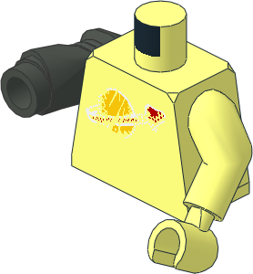 Minifig Torso with Left Arm and Hand and Pearl Dark Grey Right Robot Arm with Classic Space Simulated Wear Pattern