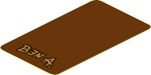 Sticker  2.0 x  1.1 with "BEN A." on Reddish Brown Background