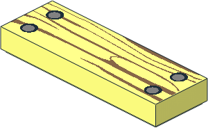 Tile  1 x  3 with Wood Grain and  4 Silver Nails Pattern