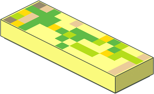 Tile  1 x  3 with Green, Lime, Tan and Yellow Rectangles Pattern
