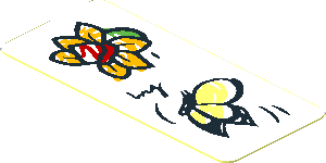 Sticker  1.8 x  0.8 with Flower and Butterfly Sketch