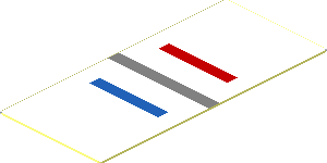 Sticker  1.9 x  0.9 with Red, Metallic Silver and Blue Stripes on White Background
