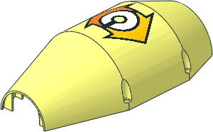 Technic Concrete Mixer Half Shell with Yellow and Orange Arrows and White C Pattern