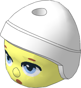 Figure Friends Baby Head with White Cap, Bright Light Blue Eyes and Surprised Round Mouth Pattern