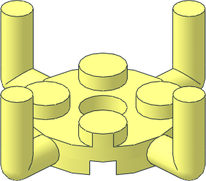 =Plate  2 x  2 Round with Hole and 4 Vertical Bars