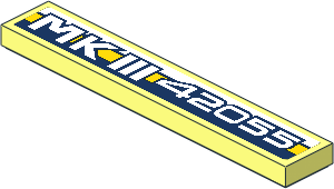 Tile  1 x  6 with White "MKIII 42055" on Dark Blue and Yellow Stripe Sticker