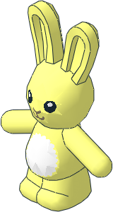 Animal Rabbit Standing with Black Eyes, Dark Tan Nose and Mouth, White Stomach Pattern