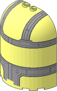 Cylinder Half  3 x  6 x  6 Dome Top with  2 Hollow Studs with Cockpit Pattern
