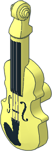 Minifig Violin with Silver Strings, Black Fingerboard, F-holes, and Chin Rest Pattern