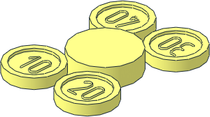 Minifig Coins on Sprue - Sans-serif Type