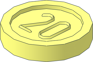 Minifig Coin with "20" Sans-serif Type