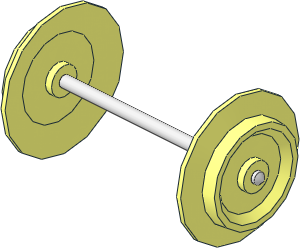 ~Axle Steel  5 x 112 LDU with Conical Ends with Two Train Wheels with Open Centres