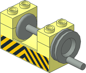 Winch  2 x  4 x  2 with Light Grey Drum with Black and Yellow Danger Stripes Sticker