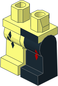 Minifig Hips and Legs with Harlequin Red/Black Pattern