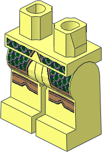 Minifig Hips and Legs with Dark Green and Silver Scale Mail Pattern