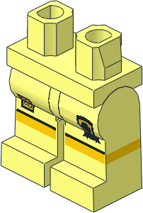 Minifig Hips and Legs with Shorts with Black Line and Lion Crest Pattern