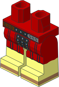 Minifig Hips and Legs with Red Roman Tunic and Belt Pattern