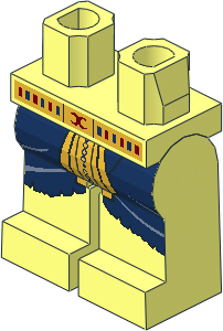 Minifig Hips and Legs with Dark Blue and Decorated Gold Loincloth Pattern