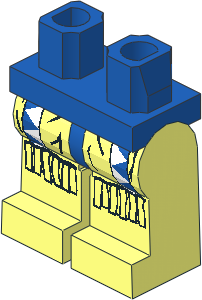 Minifig Hips and Legs with Blue/White Triangles, Fringe Pattern