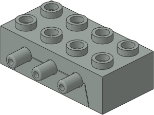 ~_Technic Pneumatic Distribution Block  2 x  4 (Complete) Lt Grey (Obsolete)