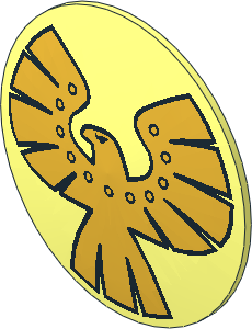 Minifig Shield Round Bowed with Gold Eagle Pattern