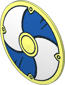 Minifig Shield Round Bowed with Blue and White Panels Pattern