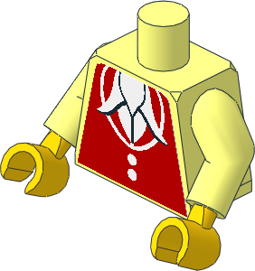 Minifig Torso with Arms and Hands with Town Vest with Buttons and Collar Sticker